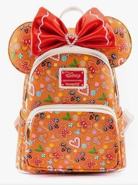 Disney Loungefly Minnie Gingerbread Orange Mini Backpack